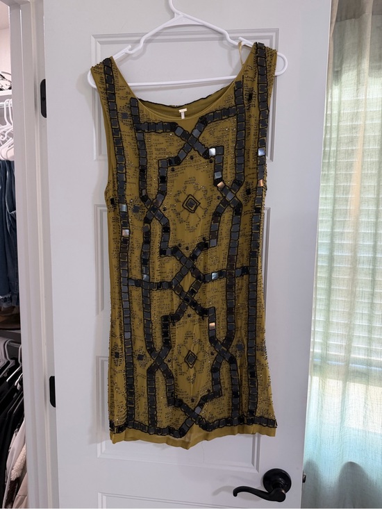Free People Dresses & Skirts - Free People Mustard Yellow Beaded Midi Dress